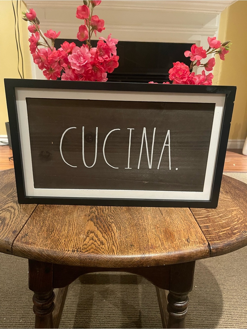Rae Dunn Cucina Framed Kitchen Sign - Black Frame with Dark Wood